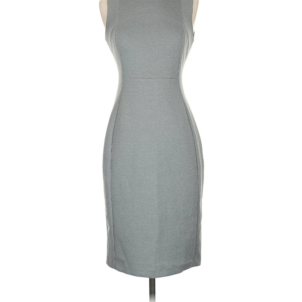Calvin Klein Gray Ribbed Sheath Midi Dress